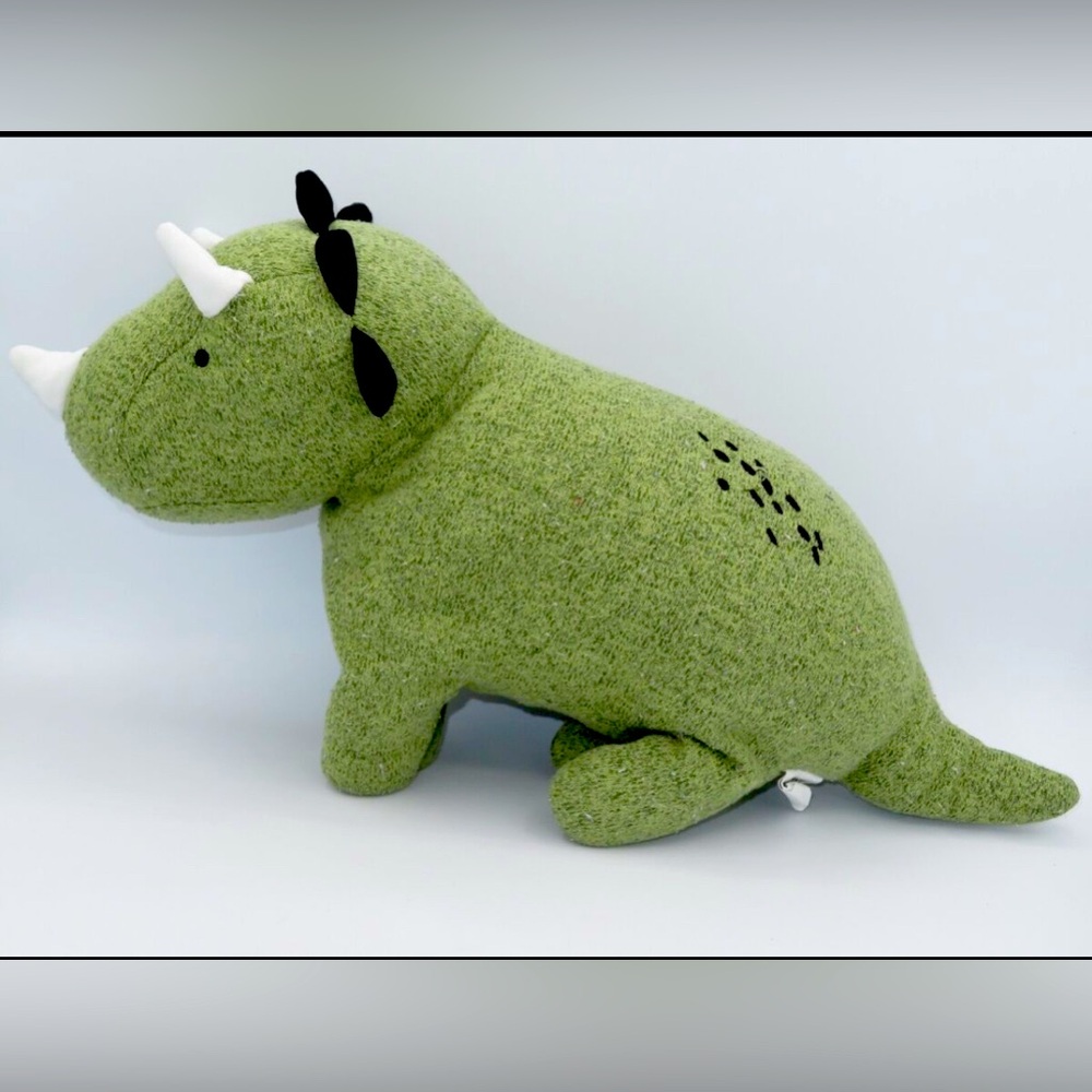 Pillowfort Green Triceratops Dinosaur Plush Throw Pillow 🦖💚